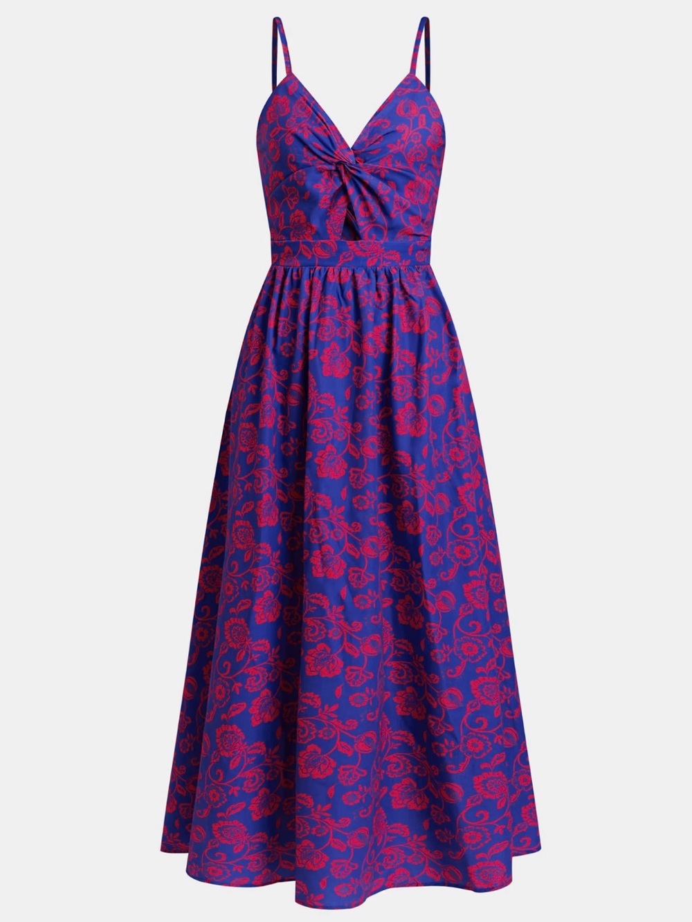 Cupshe Twist-Front Maxi Dress in Blue & Pink Floral